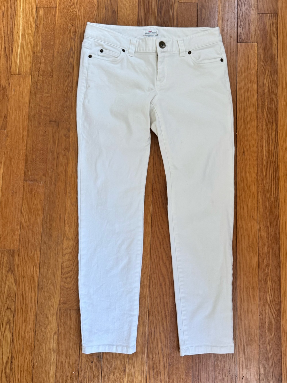 Vineyard Vines White Denim Shorts with Pink Whale Logo